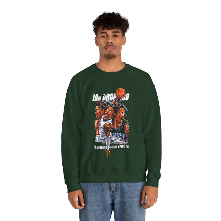 Ja Morant Slam Dunk Unisex Sweatshirt - S - Forest Green - Ja Morant Slam Dunk Unisex Sweatshirt - Tatoo Tee