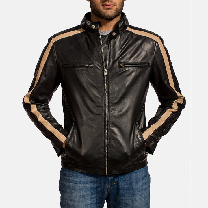 Jack Black Leather Biker Jacket - XS - Jack Black Leather Biker Jacket - Tatoo Tee