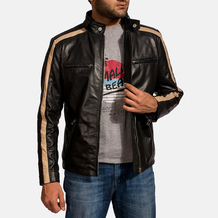Jack Black Leather Biker Jacket - XS - Jack Black Leather Biker Jacket - Tatoo Tee
