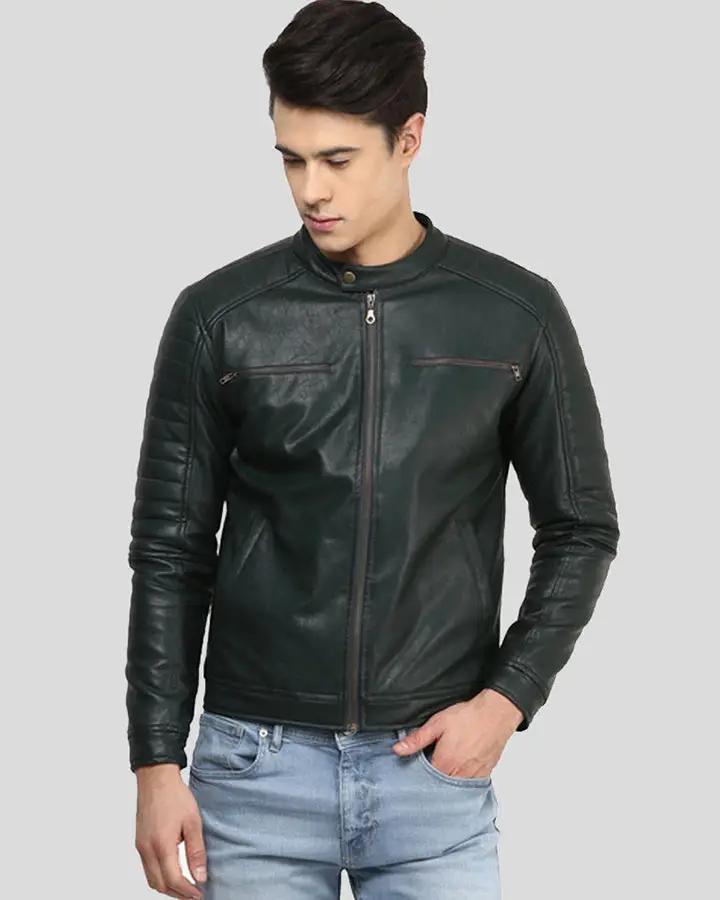 Jacob Black Biker Leather Jacket - XS - Jacob Black Biker Leather Jacket - Tatoo Tee