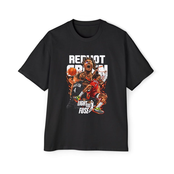 Jalen Green Heavy Oversized Tee - Red Hot Passion Basketball Shirt - Black - S - Jalen Green Heavy Oversized Tee - Red Hot Passion Basketball Shirt - Tatoo Tee