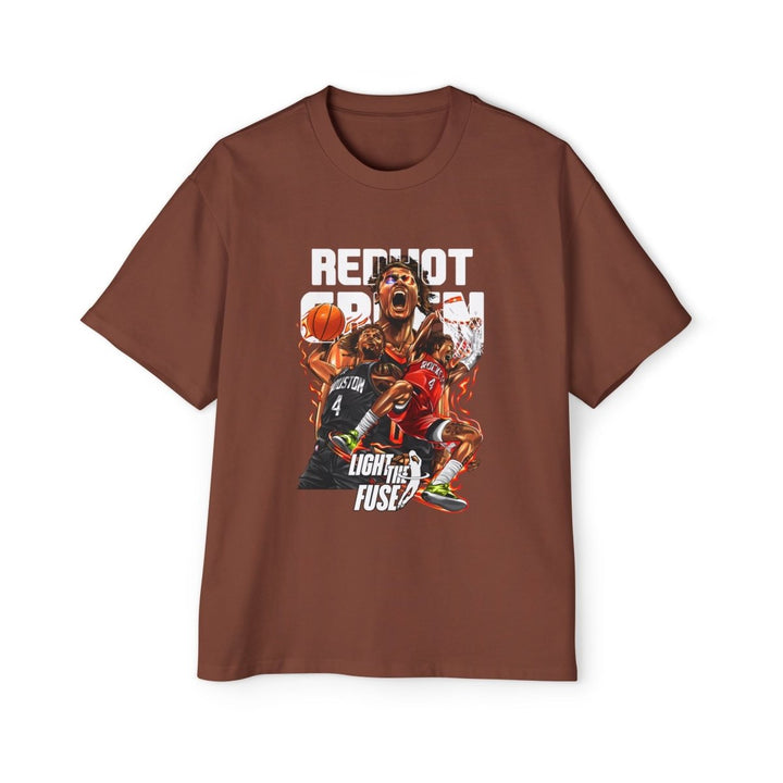 Jalen Green Heavy Oversized Tee - Red Hot Passion Basketball Shirt - Clay - S - Jalen Green Heavy Oversized Tee - Red Hot Passion Basketball Shirt - Tatoo Tee