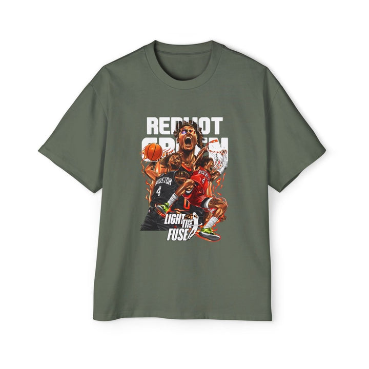 Jalen Green Heavy Oversized Tee - Red Hot Passion Basketball Shirt - Cypress - S - Jalen Green Heavy Oversized Tee - Red Hot Passion Basketball Shirt - Tatoo Tee