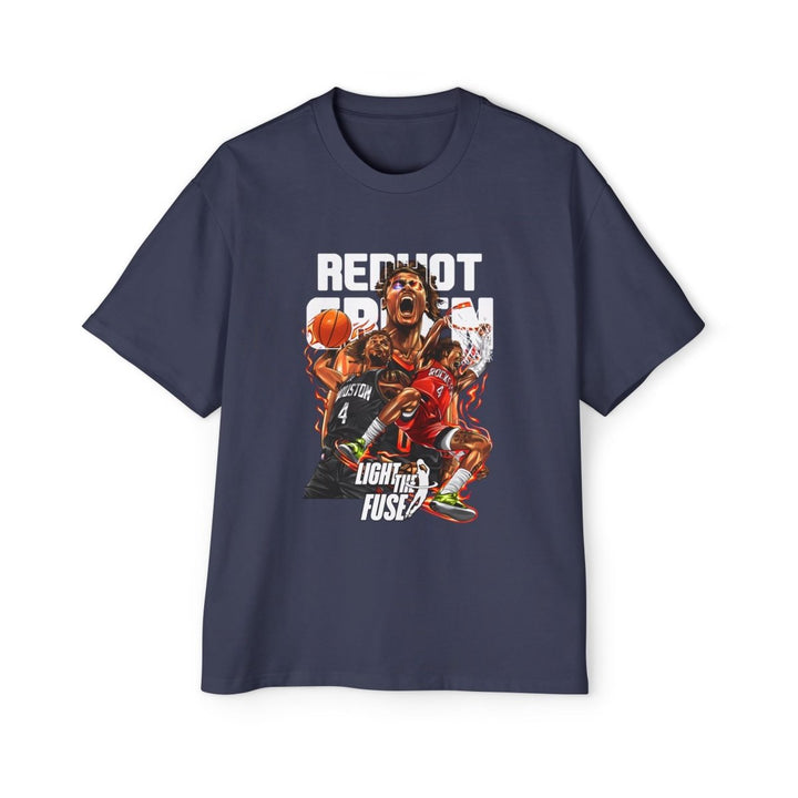 Jalen Green Heavy Oversized Tee - Red Hot Passion Basketball Shirt - Midnight Blue - S - Jalen Green Heavy Oversized Tee - Red Hot Passion Basketball Shirt - Tatoo Tee