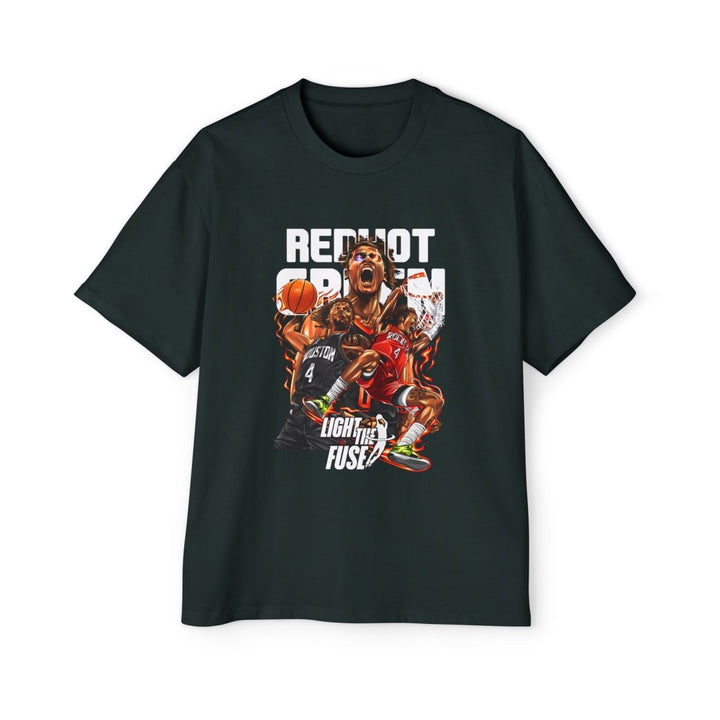 Jalen Green Heavy Oversized Tee - Red Hot Passion Basketball Shirt - Pine Green - S - Jalen Green Heavy Oversized Tee - Red Hot Passion Basketball Shirt - Tatoo Tee