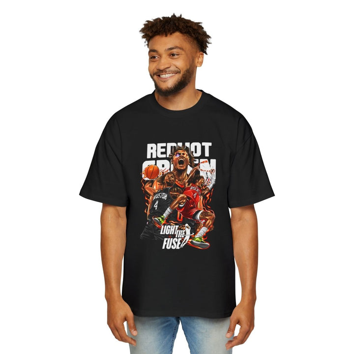 Jalen Green Heavy Oversized Tee - Red Hot Passion Basketball Shirt - Plum - L - Jalen Green Heavy Oversized Tee - Red Hot Passion Basketball Shirt - Tatoo Tee