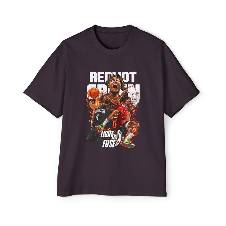 Jalen Green Heavy Oversized Tee - Red Hot Passion Basketball Shirt - Plum - L - Jalen Green Heavy Oversized Tee - Red Hot Passion Basketball Shirt - Tatoo Tee