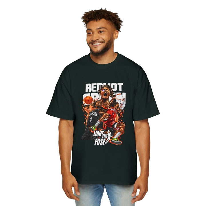 Jalen Green Heavy Oversized Tee - Red Hot Passion Basketball Shirt - Plum - L - Jalen Green Heavy Oversized Tee - Red Hot Passion Basketball Shirt - Tatoo Tee
