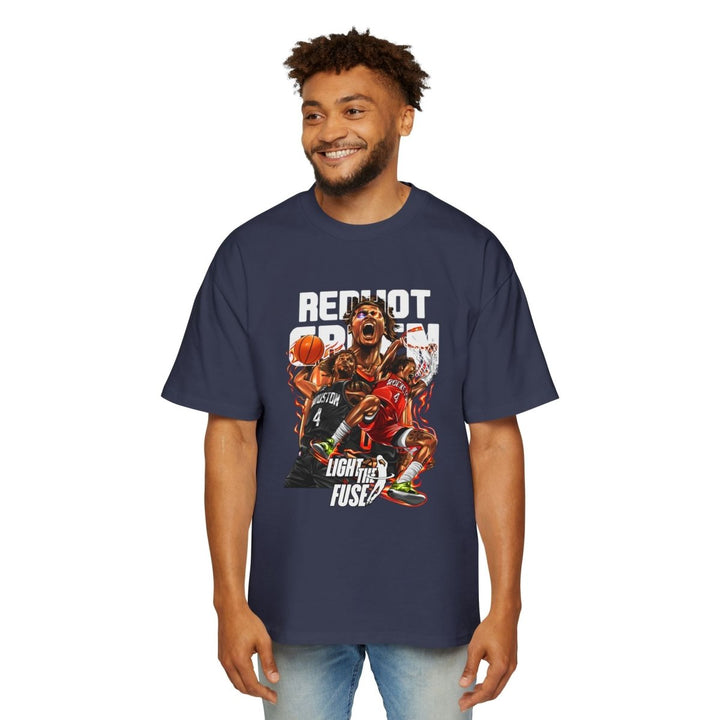 Jalen Green Heavy Oversized Tee - Red Hot Passion Basketball Shirt - Plum - L - Jalen Green Heavy Oversized Tee - Red Hot Passion Basketball Shirt - Tatoo Tee