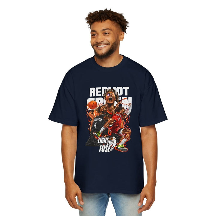 Jalen Green Heavy Oversized Tee - Red Hot Passion Basketball Shirt - Plum - L - Jalen Green Heavy Oversized Tee - Red Hot Passion Basketball Shirt - Tatoo Tee