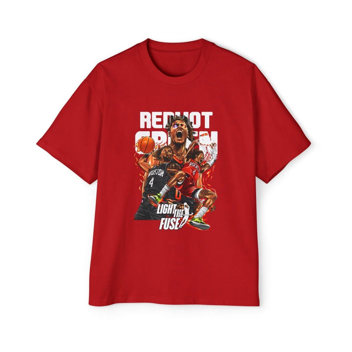 Jalen Green Heavy Oversized Tee - Red Hot Passion Basketball Shirt - Plum - L - Jalen Green Heavy Oversized Tee - Red Hot Passion Basketball Shirt - Tatoo Tee