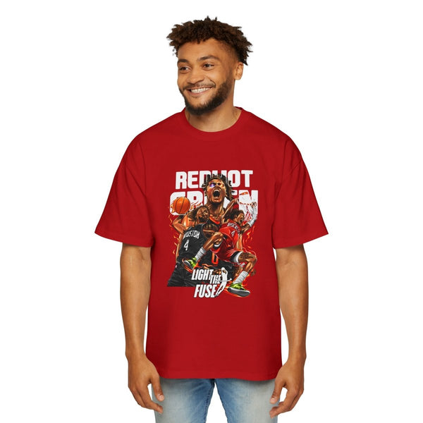 Jalen Green Heavy Oversized Tee - Red Hot Passion Basketball Shirt - Red - M - Jalen Green Heavy Oversized Tee - Red Hot Passion Basketball Shirt - Tatoo Tee