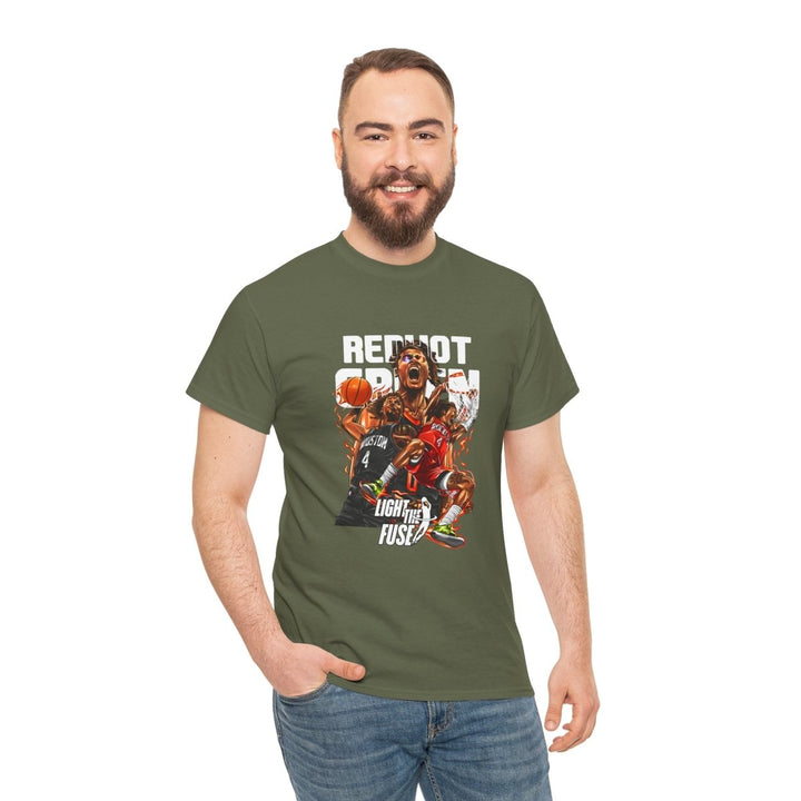 Jalen Green Light the Fuse Unisex Heavy Cotton Tee - Cardinal Red - S - Jalen Green Light the Fuse Unisex Heavy Cotton Tee - Tatoo Tee