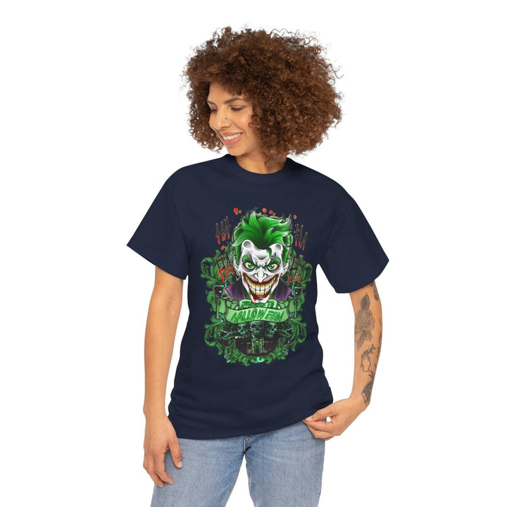 Joker Inspired Unisex Heavy Cotton Tee - Halloween Costume Tee - Navy - S - Joker Inspired Unisex Heavy Cotton Tee - Halloween Costume Tee - Tatoo Tee