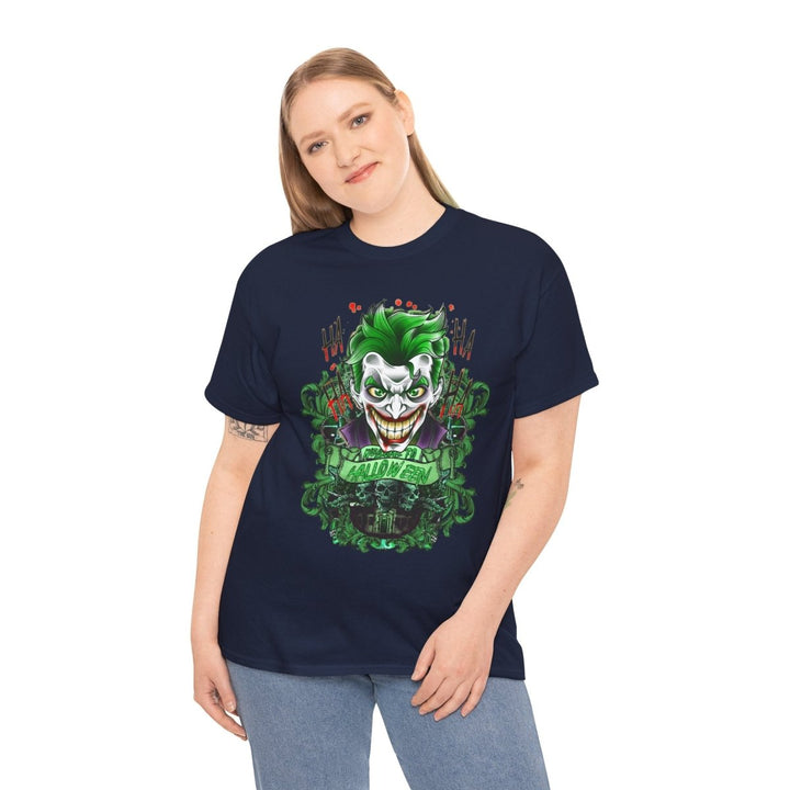 Joker Inspired Unisex Heavy Cotton Tee - Halloween Costume Tee - Navy - S - Joker Inspired Unisex Heavy Cotton Tee - Halloween Costume Tee - Tatoo Tee