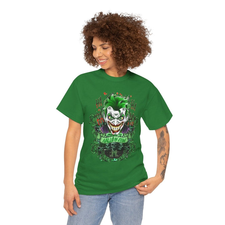 Joker Inspired Unisex Heavy Cotton Tee - Halloween Costume Tee - Turf Green - S - Joker Inspired Unisex Heavy Cotton Tee - Halloween Costume Tee - Tatoo Tee