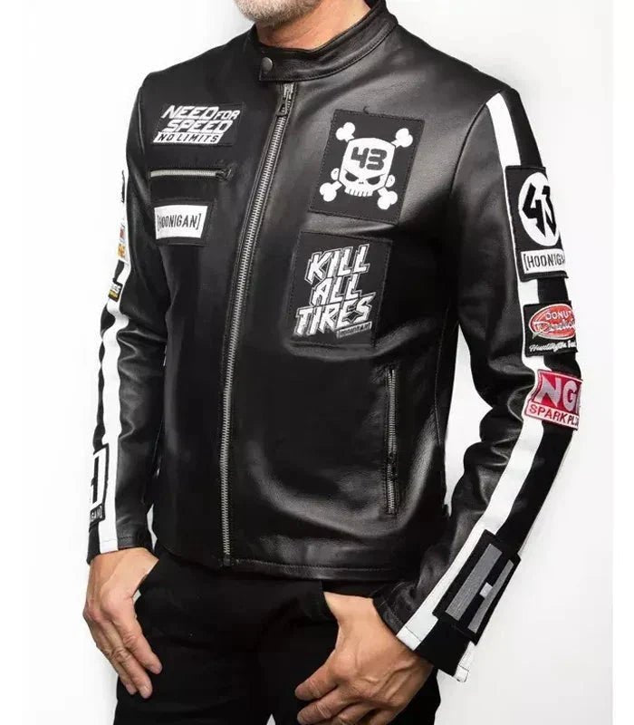 Ken Block Leather Jacket - Male - XS - Ken Block Leather Jacket - Tatoo Tee