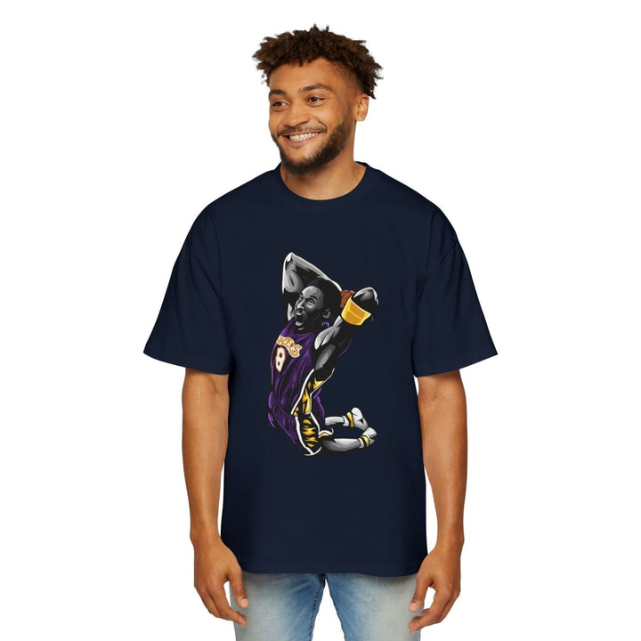 Kobe Bryant Heavy Oversized Tee - Retro Basketball Slam Dunk Graphic Tee - S - Midnight Blue - Kobe Bryant Heavy Oversized Tee - Retro Basketball Slam Dunk Graphic Tee - Tatoo Tee