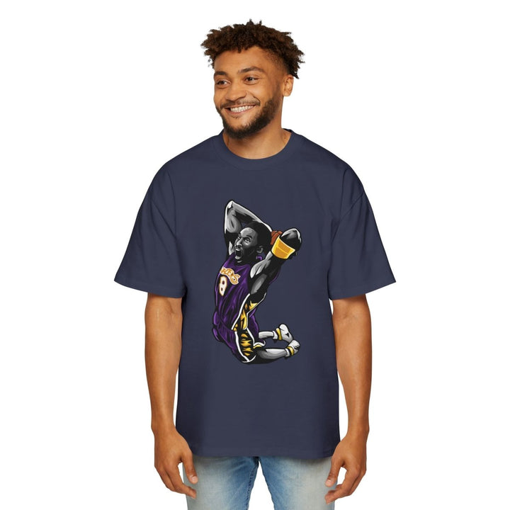 Kobe Bryant Heavy Oversized Tee - Retro Basketball Slam Dunk Graphic Tee - S - Midnight Blue - Kobe Bryant Heavy Oversized Tee - Retro Basketball Slam Dunk Graphic Tee - Tatoo Tee