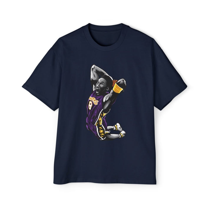 Kobe Bryant Heavy Oversized Tee - Retro Basketball Slam Dunk Graphic Tee - S - Navy - Kobe Bryant Heavy Oversized Tee - Retro Basketball Slam Dunk Graphic Tee - Tatoo Tee