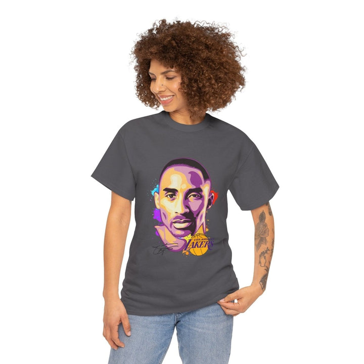 Kobe Bryant Tribute Unisex Heavy Cotton Tee - Lakers Fan Apparel - Charcoal - S - Kobe Bryant Tribute Unisex Heavy Cotton Tee - Lakers Fan Apparel - Tatoo Tee