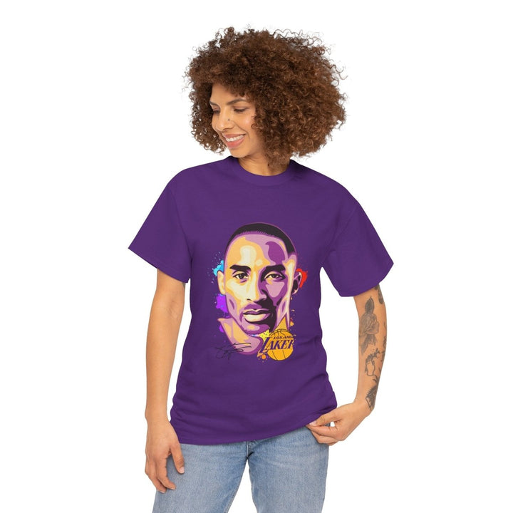 Kobe Bryant Tribute Unisex Heavy Cotton Tee - Lakers Fan Apparel - Purple - S - Kobe Bryant Tribute Unisex Heavy Cotton Tee - Lakers Fan Apparel - Tatoo Tee