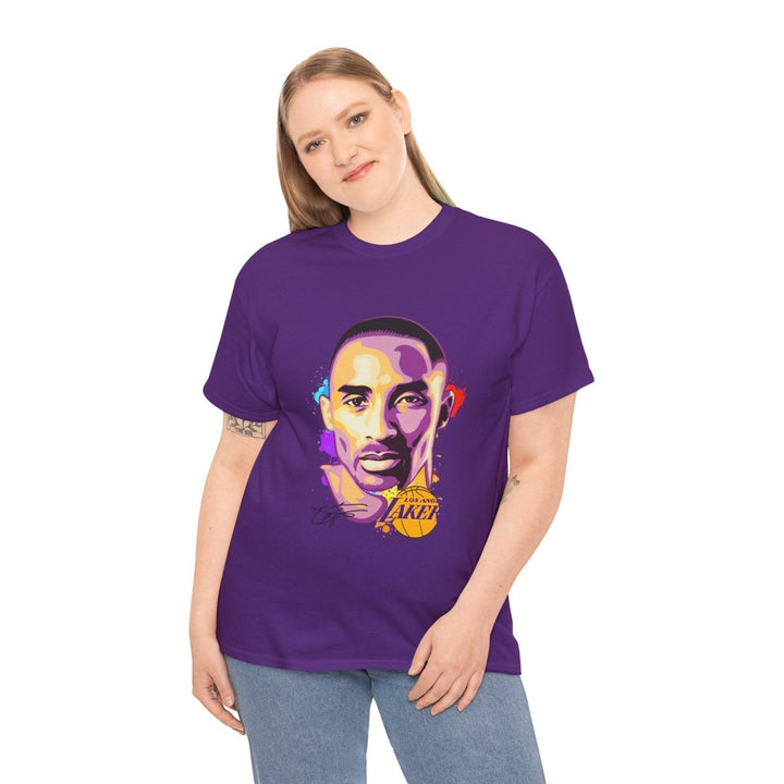 Kobe Bryant Tribute Unisex Heavy Cotton Tee - Lakers Fan Apparel - Purple - S - Kobe Bryant Tribute Unisex Heavy Cotton Tee - Lakers Fan Apparel - Tatoo Tee