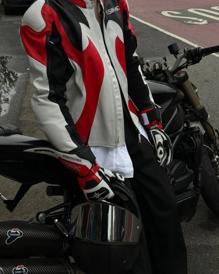 Kusikohc Leather Vintage Racing Jacket - XS - Kusikohc Leather Vintage Racing Jacket - Tatoo Tee