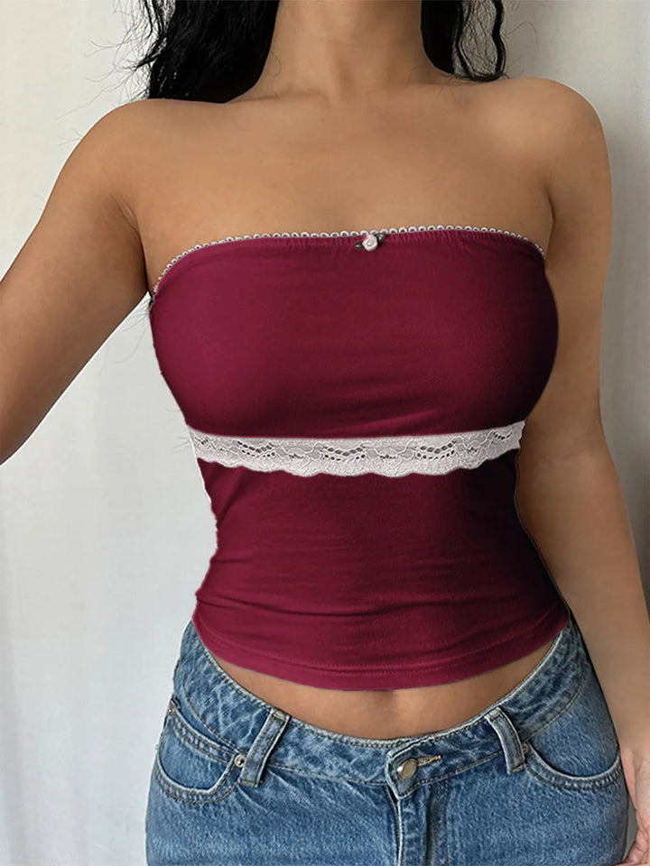 Lace Trim Tube Top - Burgundy - S - c49b9c91 - cc2e - 43a1 - b98a - 5aa14e8b61ff - Max - Origin - Tatoo Tee