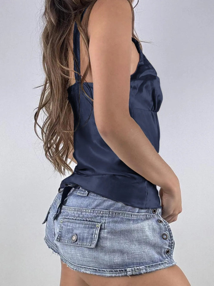 Lace Trim V - Neck Cami Top - Dark Blue - S - 10b370af - e07b - 4489 - 8126 - 6a762ffb034d - Max - Origin - Tatoo Tee