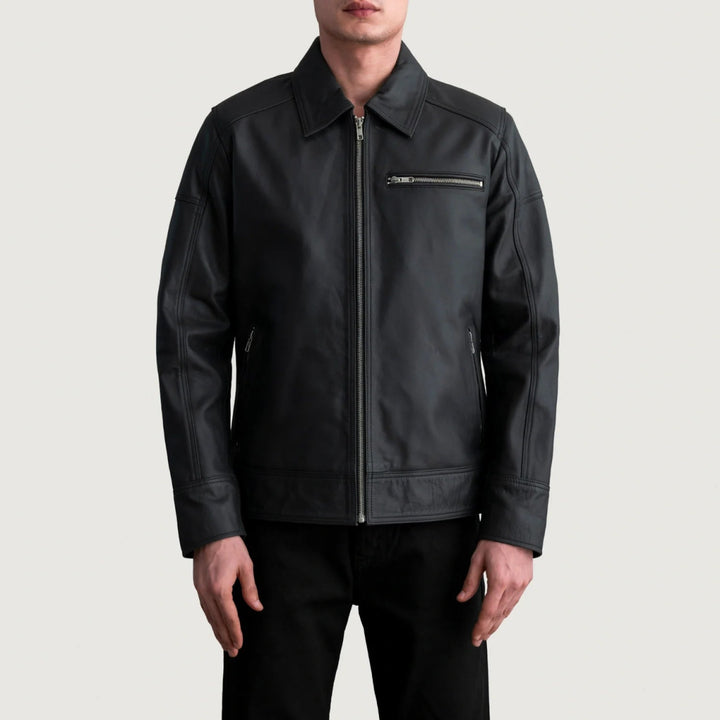 Lavendard Matte Black Leather Biker Jacket - XS - Lavendard Matte Black Leather Biker Jacket - Tatoo Tee