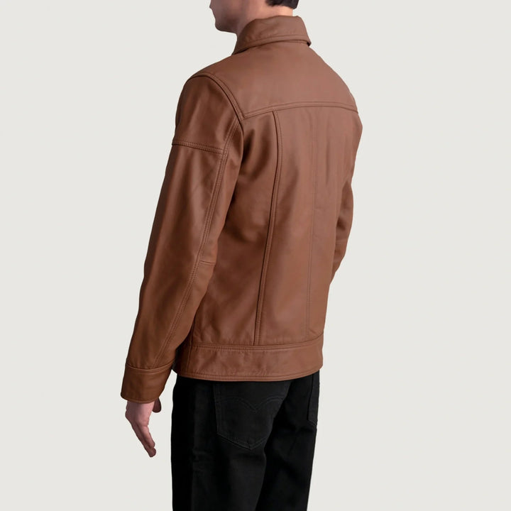 Lavendard Matte Brown Leather Biker Jacket - XS - Lavendard Matte Brown Leather Biker Jacket - Tatoo Tee
