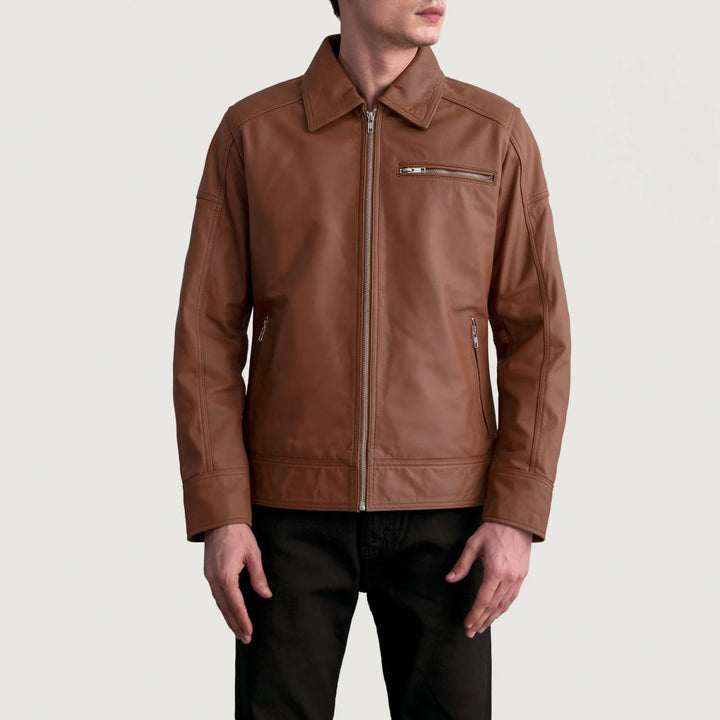 Lavendard Matte Brown Leather Biker Jacket - XS - Lavendard Matte Brown Leather Biker Jacket - Tatoo Tee