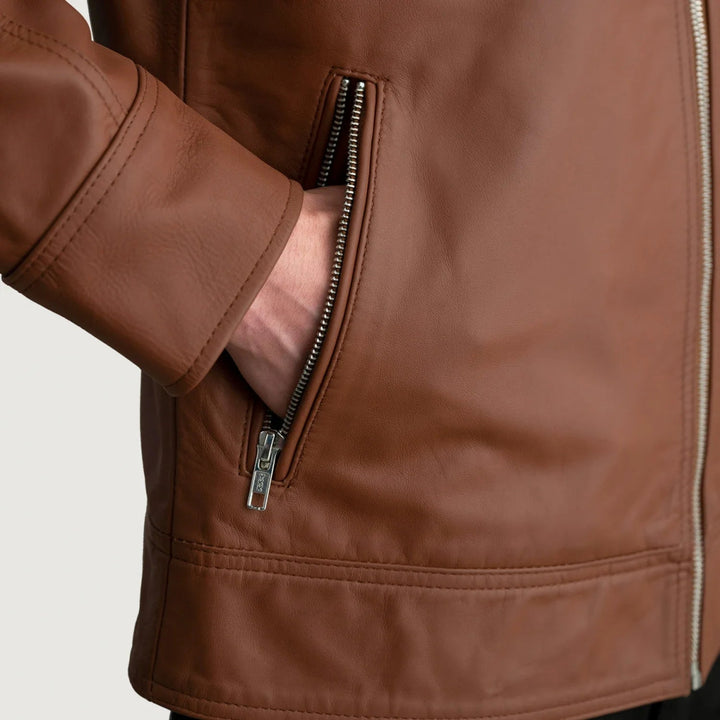 Lavendard Matte Brown Leather Biker Jacket - XS - Lavendard Matte Brown Leather Biker Jacket - Tatoo Tee