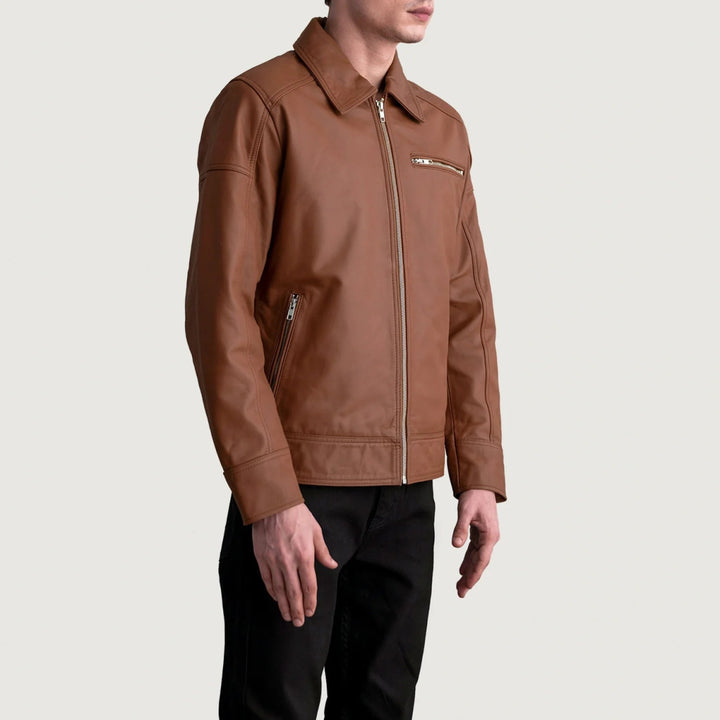 Lavendard Matte Brown Leather Biker Jacket - XS - Lavendard Matte Brown Leather Biker Jacket - Tatoo Tee