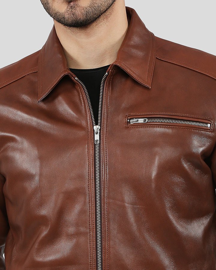 Leroy Brown Racer Leather Jacket - XS - Leroy Brown Racer Leather Jacket - Tatoo Tee