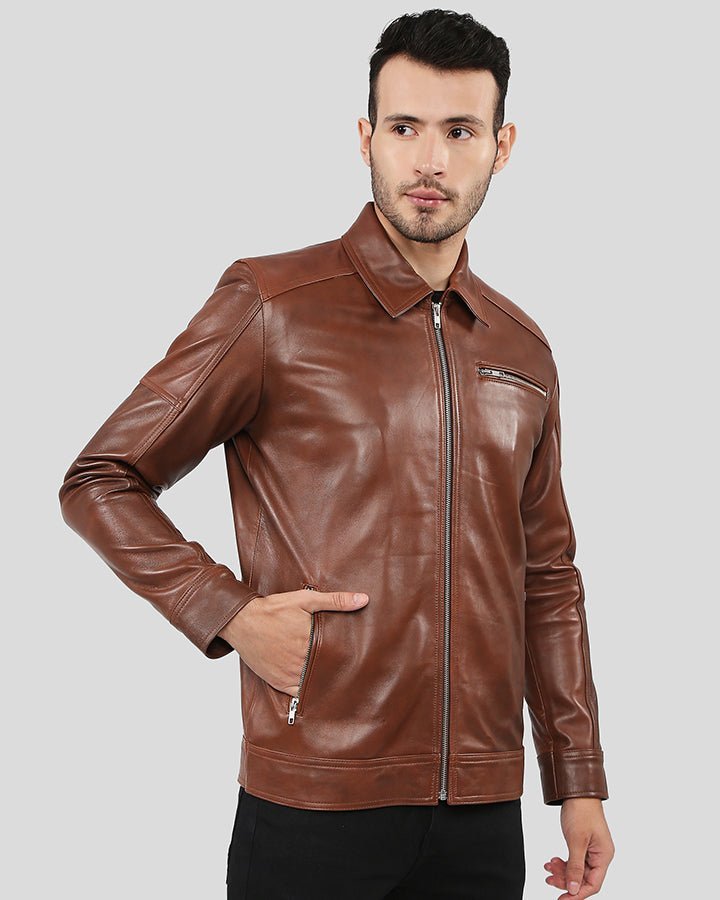 Leroy Brown Racer Leather Jacket - XS - Leroy Brown Racer Leather Jacket - Tatoo Tee