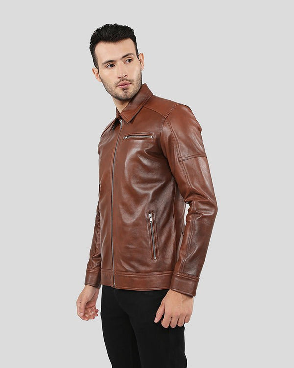 Leroy Brown Racer Leather Jacket - XS - Leroy Brown Racer Leather Jacket - Tatoo Tee
