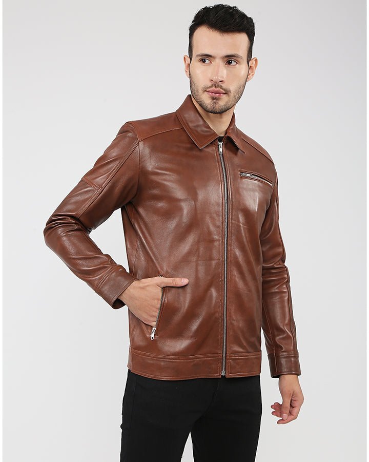 Leroy Brown Racer Leather Jacket - XS - Leroy Brown Racer Leather Jacket - Tatoo Tee