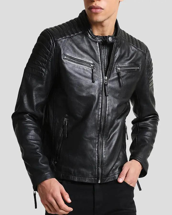 Lester Black Racer Leather Jacket - XS - Lester Black Racer Leather Jacket - Tatoo Tee