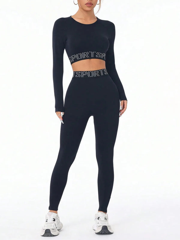 Letter Print Round Neck Long Sleeve Top and Leggings Active Set - Black - S - df4b54b9 - 577d - 4997 - 949e - 29dfb619ac77 - Max - Tatoo Tee