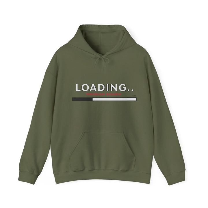 Loading Problem Solved Unisex Hooded Sweatshirt - Fun Graphic Sweatshirt for Everyday Comfort - Military Green - S - Loading Problem Solved Unisex Hooded Sweatshirt - Fun Graphic Sweatshirt for Everyday Comfort - Tatoo Tee