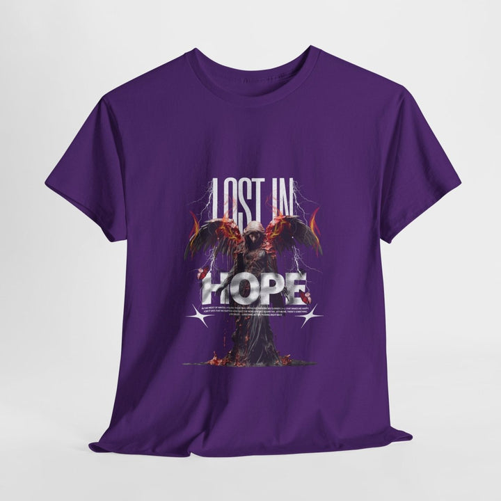 Lost in Hope Unisex Heavy Cotton Tee - Bold Graphic Tee for Inspirational Vibes - Purple - S - Lost in Hope Unisex Heavy Cotton Tee - Bold Graphic Tee for Inspirational Vibes - Tatoo Tee