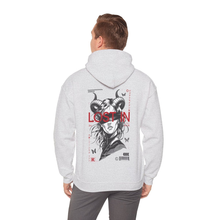 Lost in Vibes Unisex Hooded Sweatshirt - Ash - S - Lost in Vibes Unisex Hooded Sweatshirt - Tatoo Tee