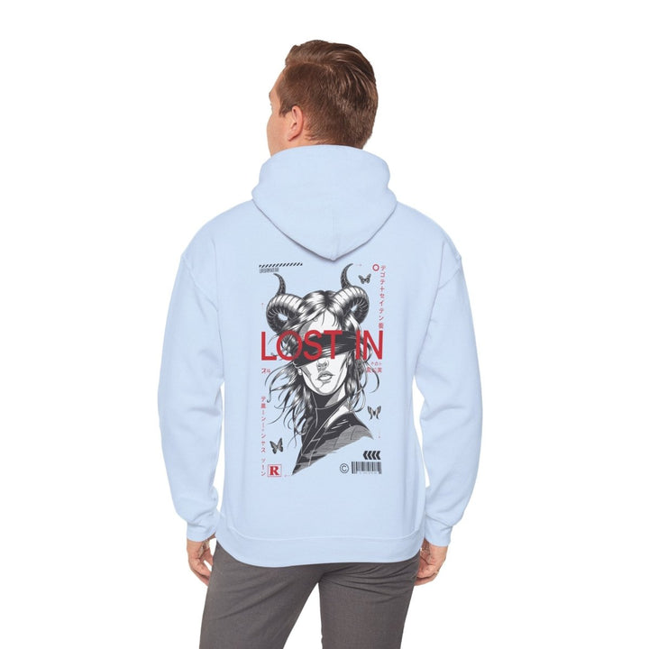 Lost in Vibes Unisex Hooded Sweatshirt - Light Blue - S - Lost in Vibes Unisex Hooded Sweatshirt - Tatoo Tee