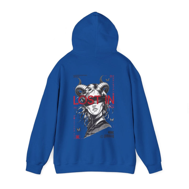 Lost in Vibes Unisex Hooded Sweatshirt - Royal - S - Lost in Vibes Unisex Hooded Sweatshirt - Tatoo Tee