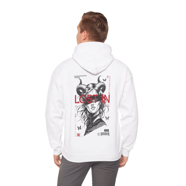 Lost in Vibes Unisex Hooded Sweatshirt - White - S - Lost in Vibes Unisex Hooded Sweatshirt - Tatoo Tee