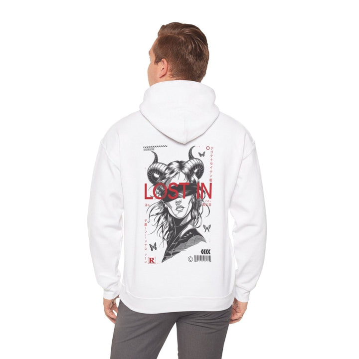 Lost in Vibes Unisex Hooded Sweatshirt - White - S - Lost in Vibes Unisex Hooded Sweatshirt - Tatoo Tee