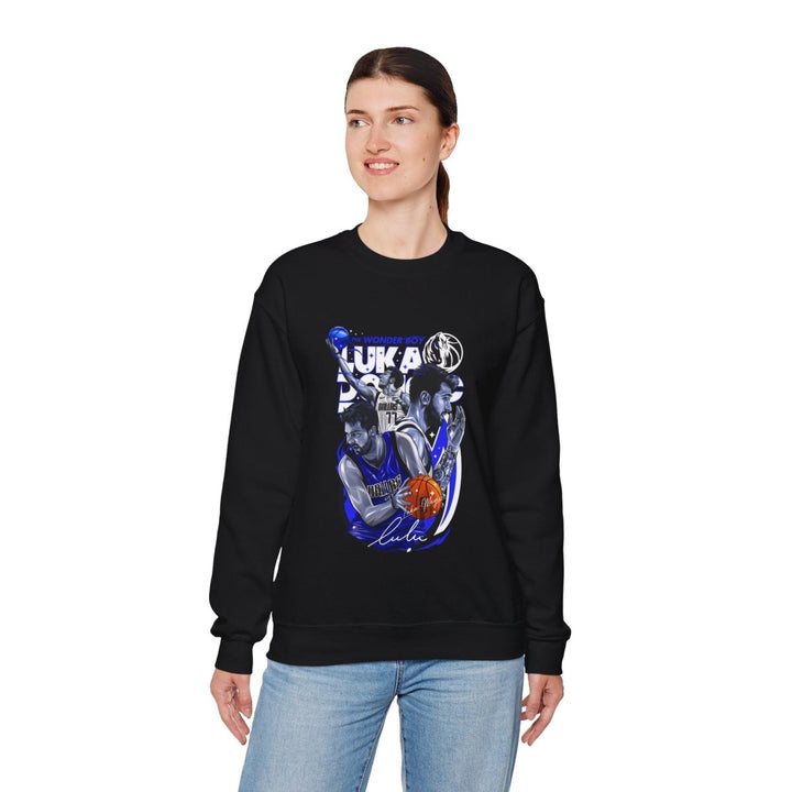 Luka Doncic Wonder Boy Crewneck Sweatshirt | Unisex Heavy Blend™ - S - Black - Luka Doncic Wonder Boy Crewneck Sweatshirt | Unisex Heavy Blend™ - Tatoo Tee