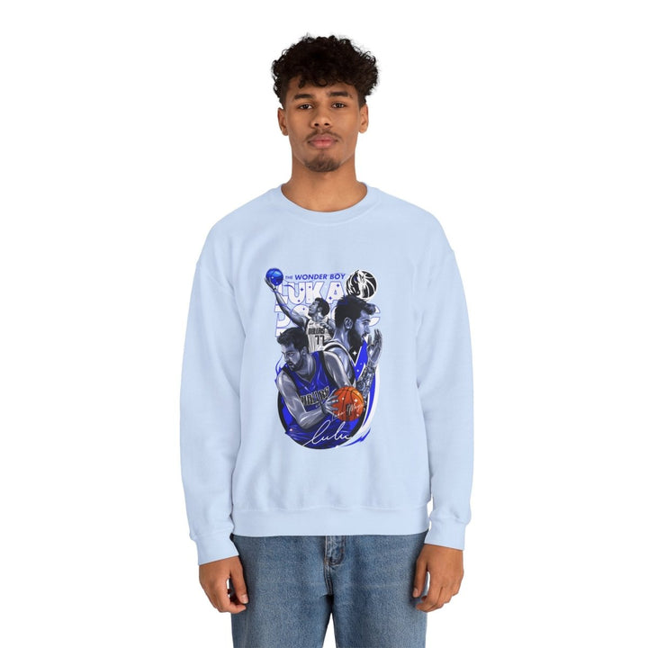 Luka Doncic Wonder Boy Crewneck Sweatshirt | Unisex Heavy Blend™ - S - Navy - Luka Doncic Wonder Boy Crewneck Sweatshirt | Unisex Heavy Blend™ - Tatoo Tee
